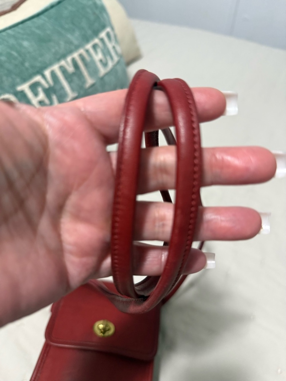 Coach Red Leather Crossbody with Gold Turnlock - Picture 5 of 11